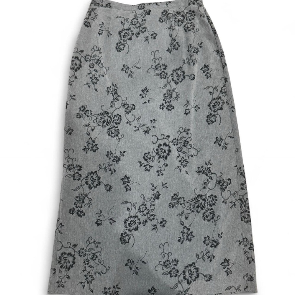 Kathie Lee Collection Gray Floral Maxi Skirt